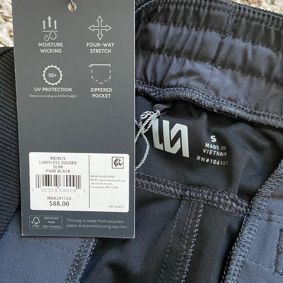 VRST Limitless Performance Jogger Men's S Pure Black Slim Fit 4 Way Stretch - Picture 7 of 11